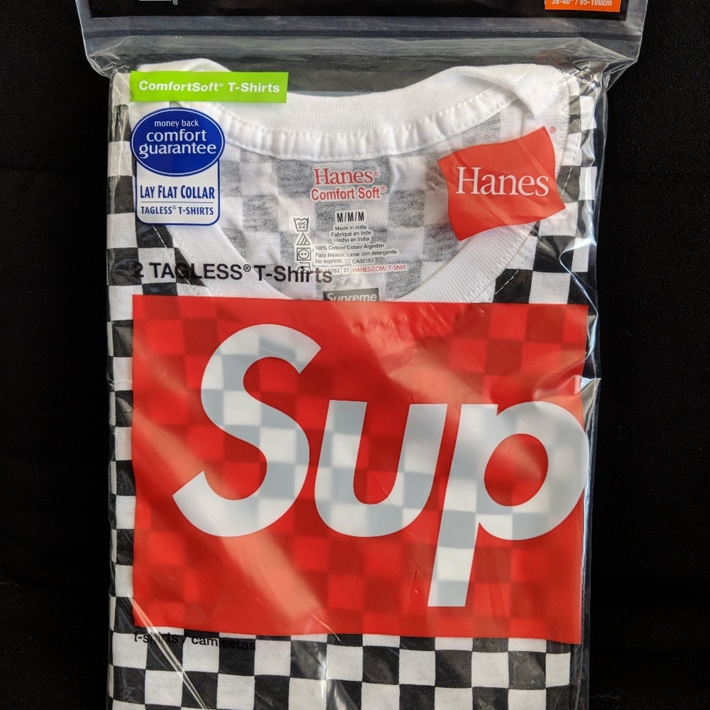 Supreme x Hanes Checkered T-shirts 2 packs Medium
